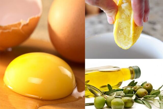 Maska no olas dzeltenuma, olīveļļas un citronu sulas izlīdzina sejas krāsu